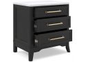 Black Bedside Table with 3 Drawers - Sydney